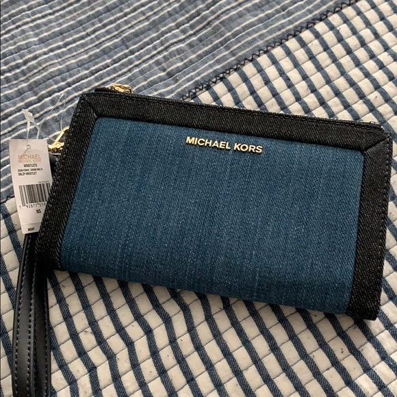 michael kors denim wristlet
